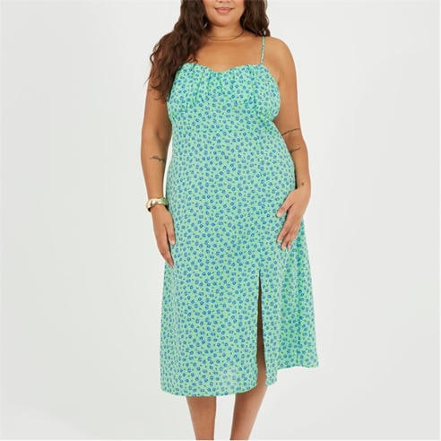 Brave Soul - BS Plus Size Strappy Floral Midi Dress with Split Detail