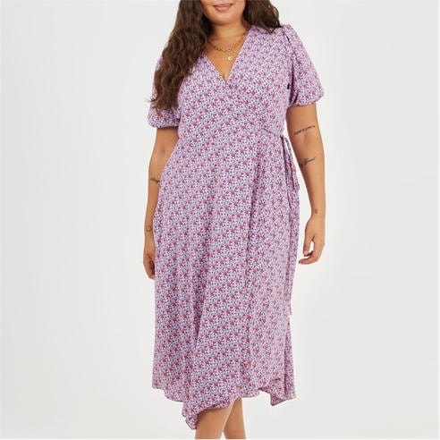 Brave Soul - BS Plus Size Wrap Midi Dress with Floral Print