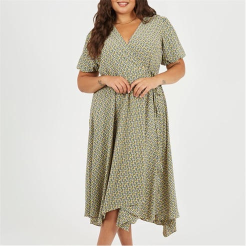 Brave Soul - BS Plus Size Wrap Midi Dress with Floral Print