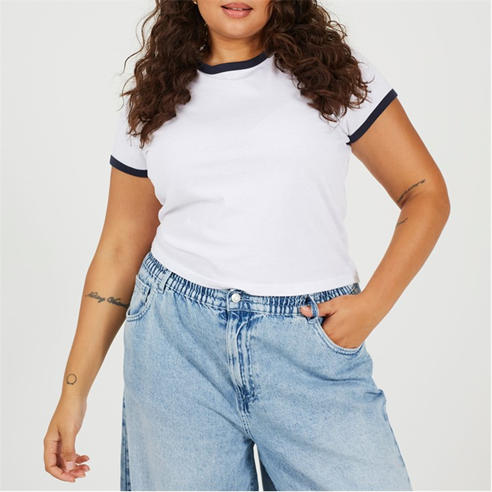 Brave Soul - BS Plus Size Short Sleeve T-shit with Contrast Neck and Sleeve Rib
