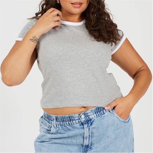 Brave Soul - BS Plus Size Short Sleeve T-shit with Contrast Neck and Sleeve Rib