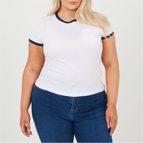 Brave Soul - BS Plus Size Short Sleeve T-shit with Contrast Neck and Sleeve Rib and Pocket