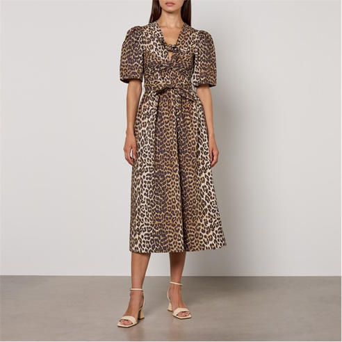GANNI - Women's Tie Strap Midi Smock Dress