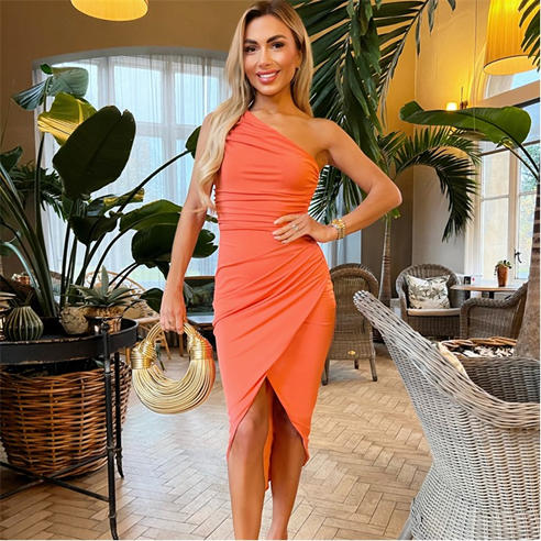 AX Paris - Shoulder Draped Wrap Skirt Midi Dress