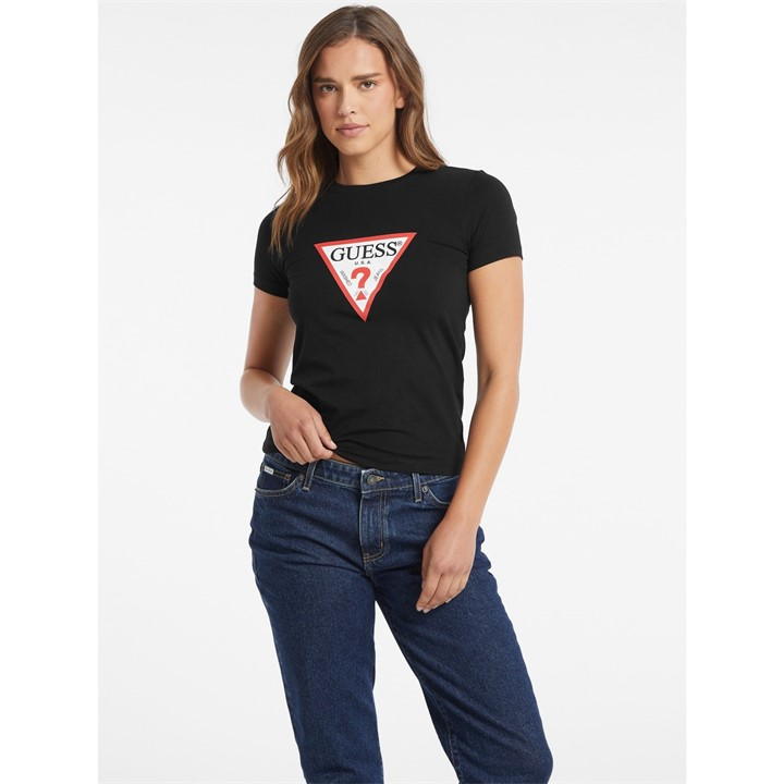 Guess Tri Icon Tee Ld00 In Black