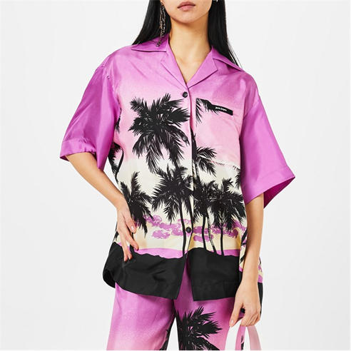 PALM ANGELS - Women's Sunst Bowl Short-Sleeve Patterned Shirt