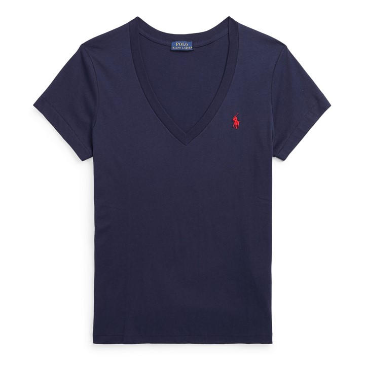 Polo Ralph Lauren Women's Blue V-Neck T-Shirt Size 12