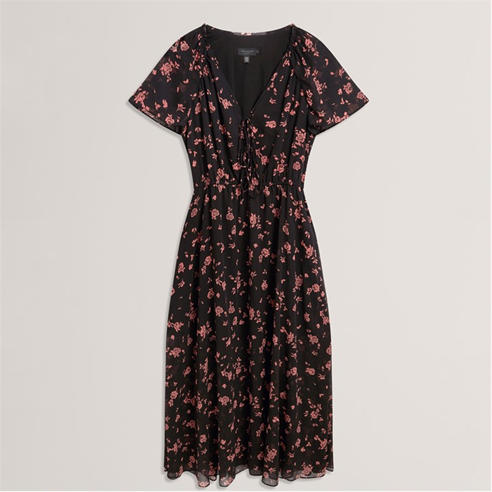 chinese dress ladies Ted Baker Maxi Dress Bilia Papyrus Floral Print Chiffon Size 3 Short S –  Celebrity Owned main image 0