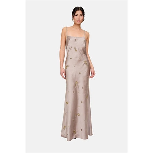 Lily and Lionel - Lily and Lionel Starburst All Over Embellished Maxi Dress In Oyster