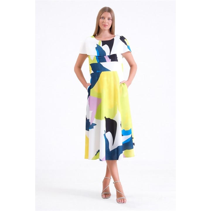 Ella Boo Ella Abstract Floral Off-Shoulder Midi Cape Dress - Multi