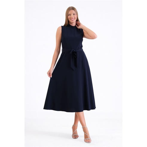 Ella Boo - Ella Navy Belted sleevless Dress