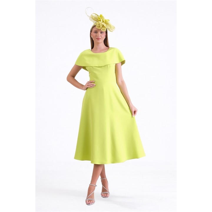 Ella Boo Ella Navy or lime Cape Detail Midi Dress - Yellow