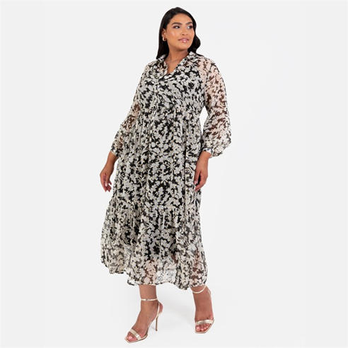 Lovedrobe - Lovedrobe Tiered Shirt Dress with Slip