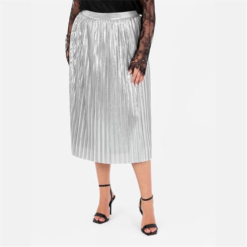 Lovedrobe - Lovedrobe Metallic Pleated Midi Skirt