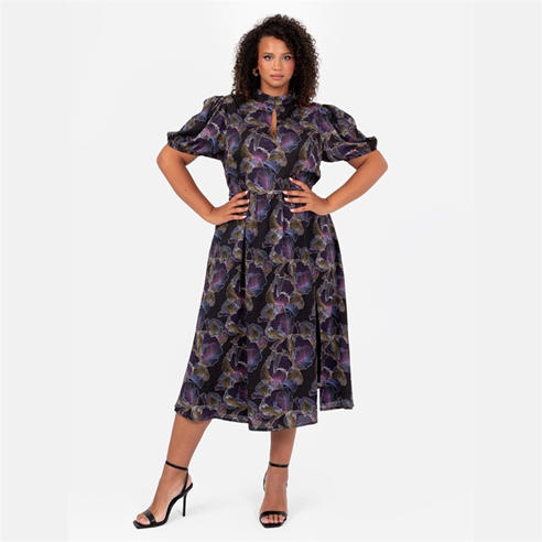 Lovedrobe - Lovedrobe High Neck Keyhole Midi Dress