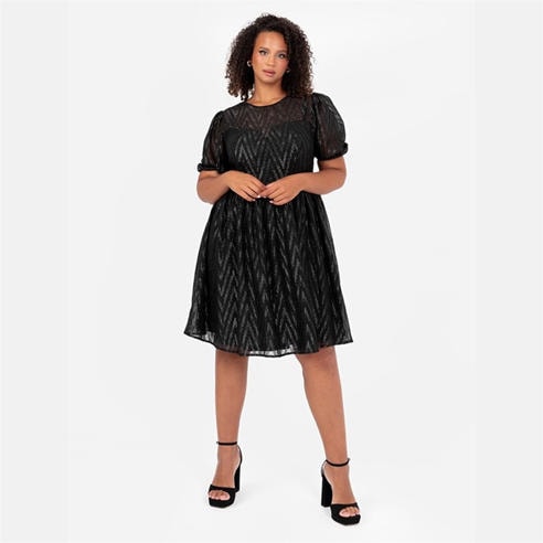 Lovedrobe - Lovedrobe Black Zig-Zag Mini Dress