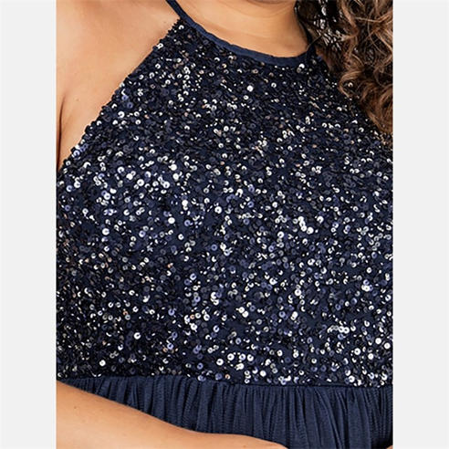 Maya Deluxe - Maya Embellished Halter Neck Midi Dress