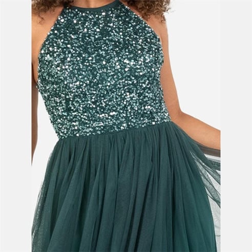 Maya Deluxe - Maya Embellished Halter Neck Midi Dress