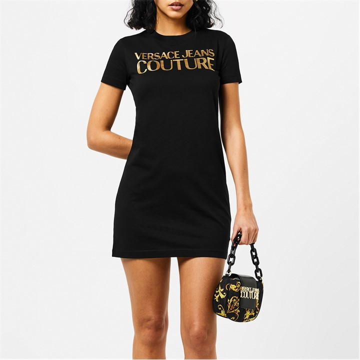 Black/Gold G89 - VERSACE JEANS COUTURE - Jersey Basic Logo Dress