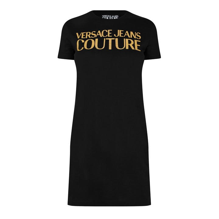 Black/Gold G89 - VERSACE JEANS COUTURE - Jersey Basic Logo Dress