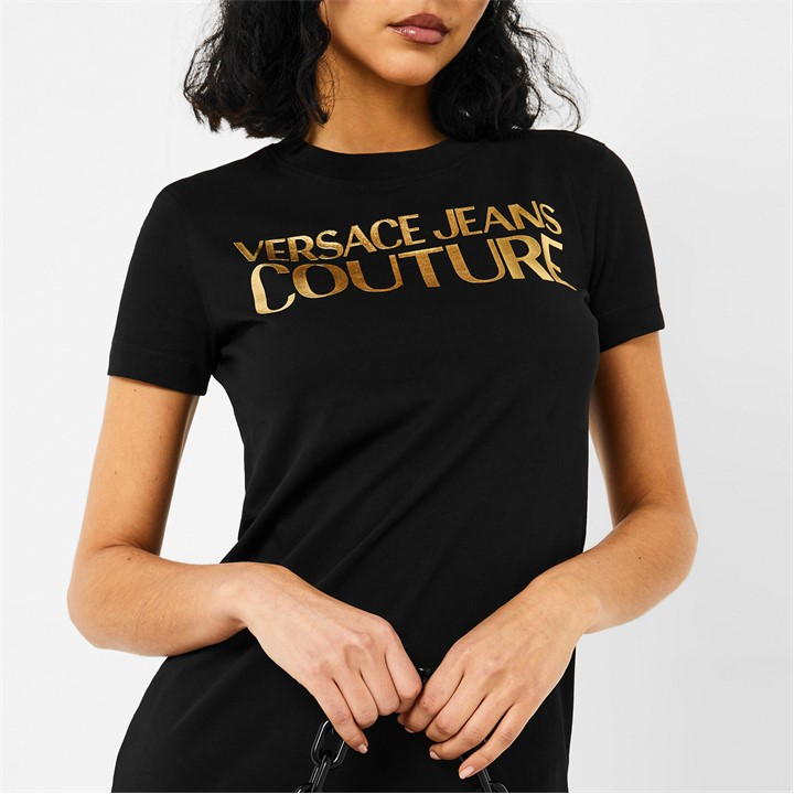 Black/Gold G89 - VERSACE JEANS COUTURE - Jersey Basic Logo Dress