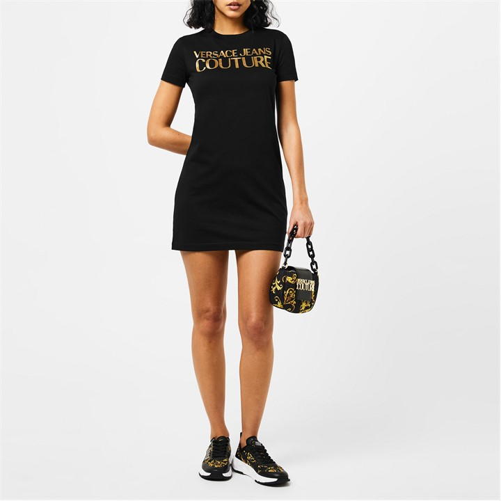 Black/Gold G89 - VERSACE JEANS COUTURE - Jersey Basic Logo Dress