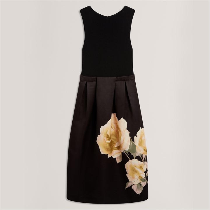 Ted Baker Womens Floral Print Midi Dress - Black