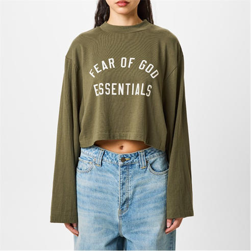 FEAR OF GOD ESSENTIALS - Long Sleeve Cropped T-Shirt