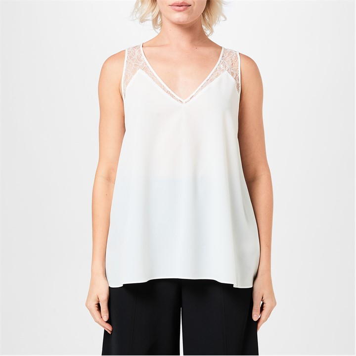 French Connection Lace Trim Vest Womens
