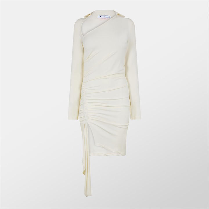 OFF-WHITE DRAPE DETAIL MINI DRESS