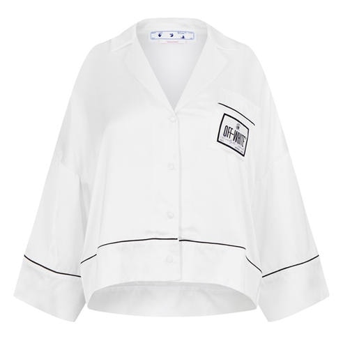 OFF WHITE - Women's Satin Pyjama Crop Shirt