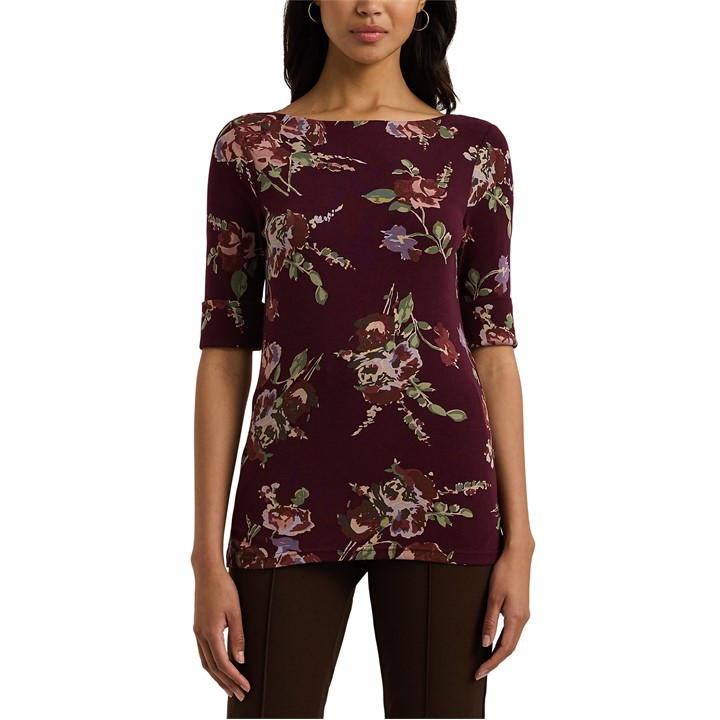 POLO RALPH LAUREN FLORAL STRETCH BOATNECK T-SHIRT