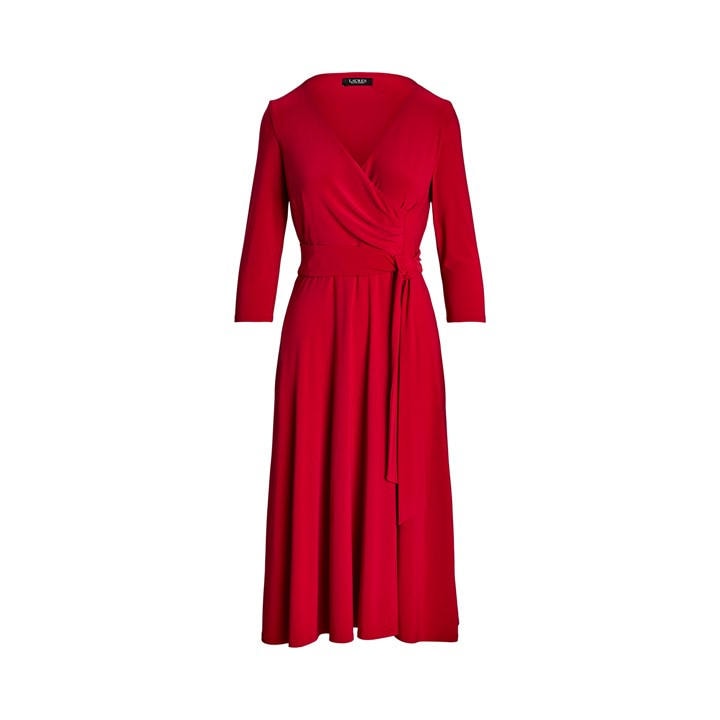 Lauren by Ralph Lauren Surplice Jersey Dress - Red