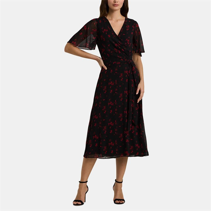 Lauren by Ralph Lauren Abel Wrap Midi Dress - Black