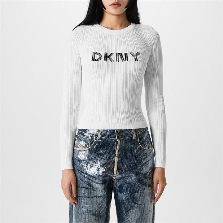 DKNY LOGO KNIT TOP
