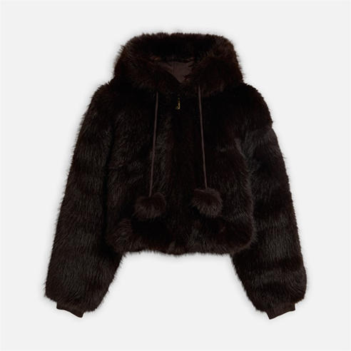 JUICY COUTURE - Women's Hadi Cropped Hooded Faux Fur Hybrid Jacket