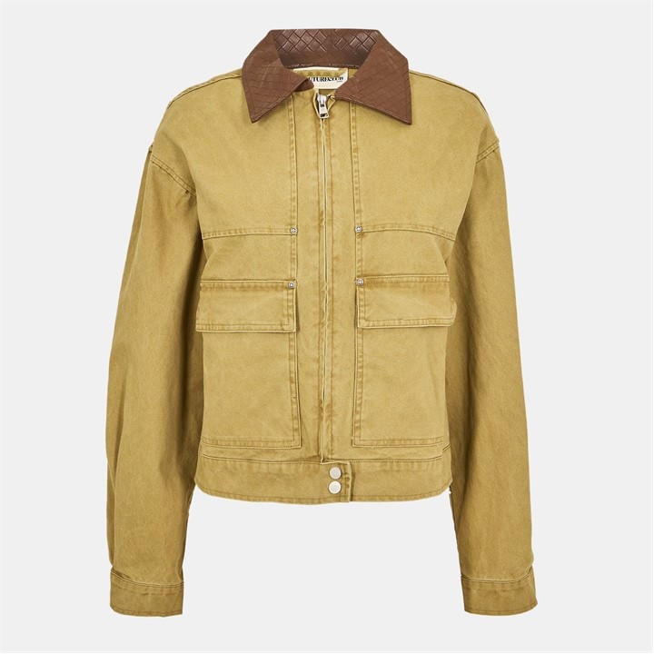 Chocolate - THE COUTURE CLUB - Women's Couture Club Structured Tailored Fit Barn Jacket