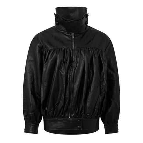 THE COUTURE CLUB - Women's Couture Funnel Neck Oversized Fit Faux Leather Jacket
