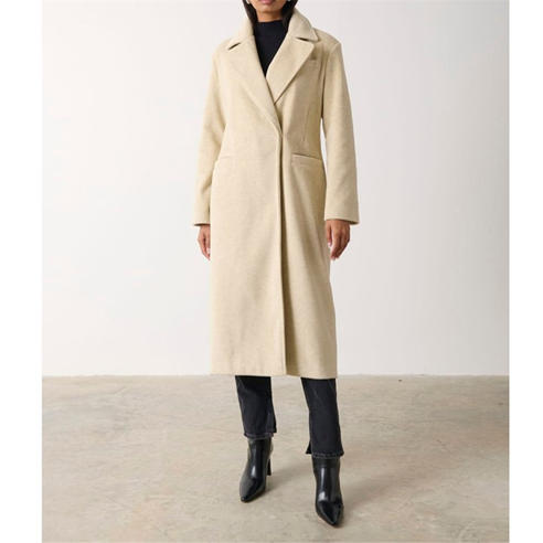 Pretty Lavish - Women's Ezra Boxy Collared Long-Sleeve Oversized Fit Overcoat
