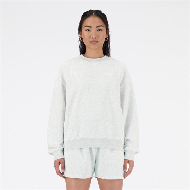 New Balance French Terry Crewneck Top In Grey