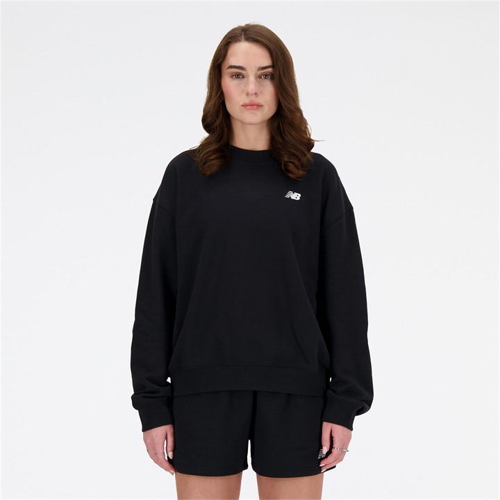New Balance French Terry Crewneck Top In Black