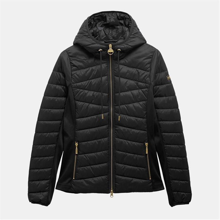 Barbour International Women's Black Grid Quilted Jacket Size 16