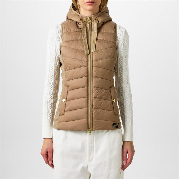 Barbour International Women's Beige Grid Gilet Size 12