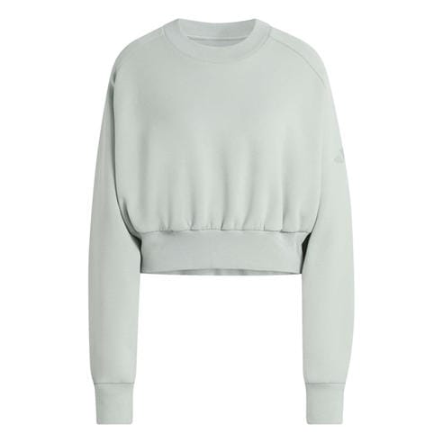 adidas - Women's ALL SZN Sleeve Cotton-Rich Fleece Crew-Neck Sweatshirt