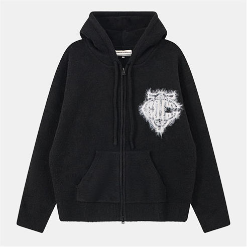 THE COUTURE CLUB - Womens Fluffy Knit Zip Hoodie