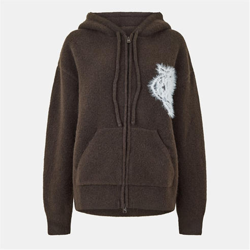 THE COUTURE CLUB - Womens Fluffy Knit Zip Hoodie