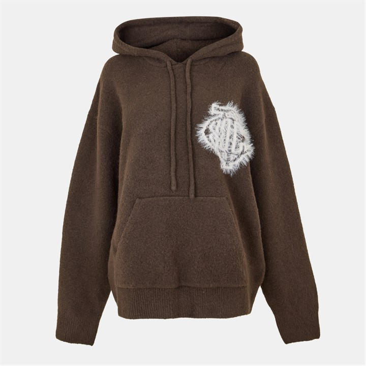 Black - THE COUTURE CLUB - Women's Fluffy Knitted Hoodie