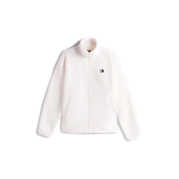 Tommy Jeans Women's White Quarter Zip Teddy Fleece