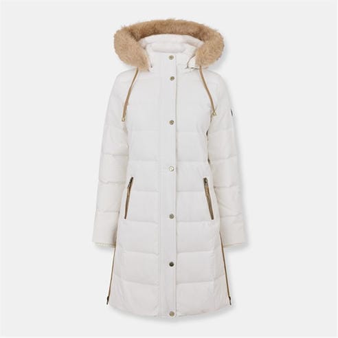 Lauren by Ralph Lauren - Women's Real Leather Fur Hood Medium Puffer Jacket