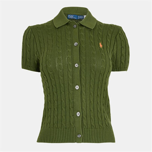 POLO RALPH LAUREN - Women's Cable Button Up Short Sleeve Shirt